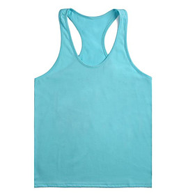 Men's Tank Top Shirt Solid Colored Basic Sleeveless Daily Slim Tops Cotton Active Round Neck White Blue Yellow / Sports / Summer
