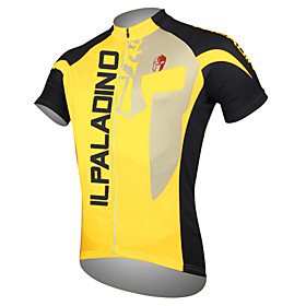 ILPALADINO Men's Short Sleeve Cycling Jersey Summer Polyester White Purple Yellow Patchwork Bike Jersey Top Mountain Bike MTB Road Bike Cycling Ultraviolet Res