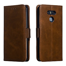 Phone Case For LG Full Body Case Leather Wallet Card LG V30 LG Q6 LG K10 2018 LG G7 LG G7 ThinQ LG G6 Wallet Card Holder Shockproof Solid Color Hard PU Leather