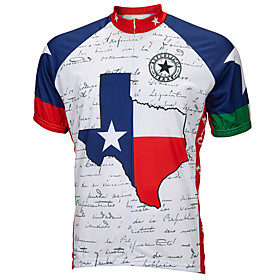 21Grams Texas National Flag Men's Short Sleeve Cycling Jersey - Blue / White Bike Jersey Top Breathable Quick Dry Moisture Wicking Sports Terylene Mountain Bik