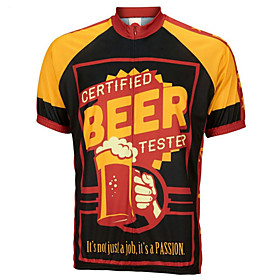 21Grams Men's Short Sleeve Cycling Jersey Summer Black / Yellow Retro Novelty Oktoberfest Beer Bike Jersey Top Mountain Bike MTB Road Bike Cycling Quick Dry Mo