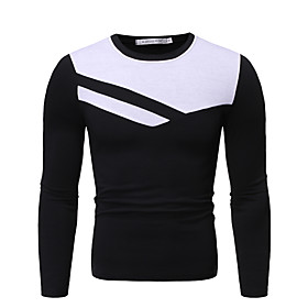 Men's Golf Shirt Color Block Long Sleeve Daily Tops Cotton Basic Shirt Collar White Black Dark Gray