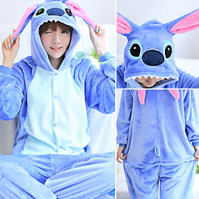 Adults' Kigurumi Pajamas Cartoon Blue Monster Onesie Pajamas Flannelette Blue / Pink Cosplay For Men and Women Animal Sleepwear Cartoon Festival / Holiday Cost