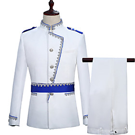 Prince Aristocrat Retro Vintage Medieval Coat Pants Outfits Masquerade Men's Costume White Vintage Cosplay Party Long Sleeve Pantsuit / Jumpsuit / Belt
