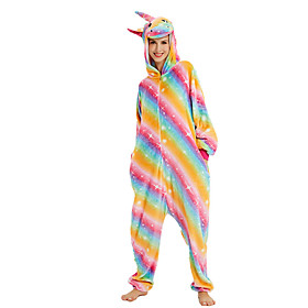 Adults' Kigurumi Pajamas Unicorn Flying Horse Onesie Pajamas Flannelette Rainbow Cosplay For Men and Women Animal Sleepwear Cartoon Festival / Holiday Costumes