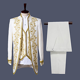 Prince Aristocrat Retro Vintage Medieval Coat Corset Pants Outfits Men's Costume White / Black Vintage Cosplay Party Long Sleeve Pantsuit / Jumpsuit / Vest