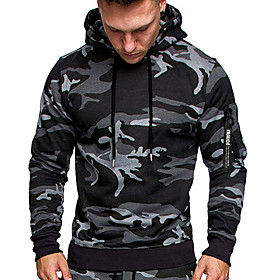 Homme Grande Taille Sweat-shirt à capuche Couleur Pleine camouflage Capuche non imprimable basique Pulls Capuche Pulls molletonnés Vert Véronèse Noir Gris