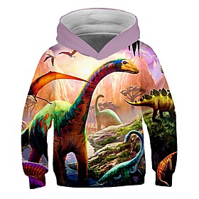 Sweat à capuche et Sweat Pullover Garçon Enfants Bébé Manches Longues Dinosaure Impression 3D Graphique Bloc de Couleur Unisexe Bleu Enfants Hauts Actif Chic d