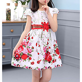 Kids Little Girls' Dress Floral White Dresses