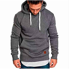 Homme Grande Taille Sweat à capuche Couleur Pleine Géométrique Capuche basique Décontractée Pulls Capuche Pulls molletonnés Vin Noir Kaki