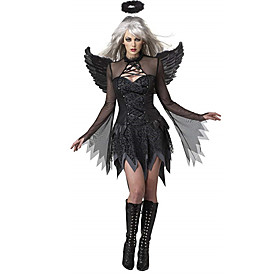 Cosplay Costume Outfits Fallen Angel Women's Adults' Cosplay Vacation Dress Halloween Halloween Carnival Masquerade Festival / Holiday Cotton Black Women's Fem