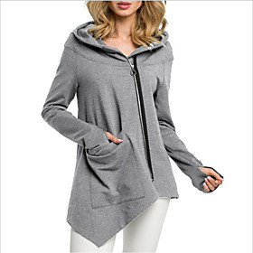 Women's Hoodie Jacket Solid Colored Daily Sports Basic Hoodies Sweatshirts  Army Green White Light gray