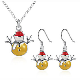 Women's Necklace Geometrical Christmas Tree Stylish Earrings Jewelry Yellow / Red / Blue Necklace  Earrings For Christmas Festival 1 set