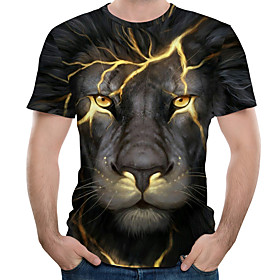 Men's Tee T shirt 3D Print Graphic Lion Animal Plus Size Print Short Sleeve Causal Tops Streetwear Exaggerated Blue Purple Red / Summer