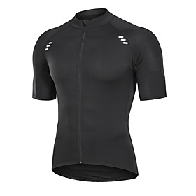 21Grams Men's Short Sleeve Cycling Jersey Summer Black Solid Color Bike Jersey Top Mountain Bike MTB Road Bike Cycling Quick Dry Breathable Back Pocket Sports