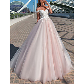 Court Train Tulle Short Sleeve Romantic Illusion Detail with Appliques 2021