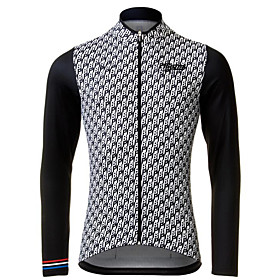 Men's Long Sleeve Cycling Jersey Winter Fleece Polyester BlackWhite Solid Color Bike Pants Jersey Top Mountain Bike MTB Road Bike Cycling UV Resistant Quick Dr