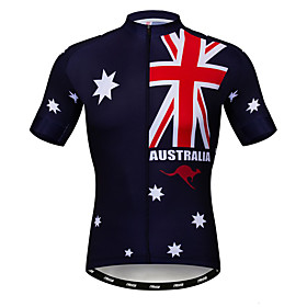21Grams Men's Short Sleeve Cycling Jersey Summer Elastane Lycra Polyester RedBlue Sweden Australia National Flag Bike Jersey Quick Dry Moisture Wicking Breatha