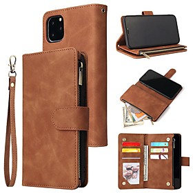Phone Case For Apple Full Body Case Leather Wallet Card iPhone 12 Pro Max 11 SE 2020 X XR XS Max 8 7 6 Wallet Card Holder Shockproof Solid Color PU Leather TPU