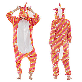 Adults' Kigurumi Pajamas Unicorn Onesie Pajamas polyester fibre Red Cosplay For Men and Women Animal Sleepwear Cartoon Festival / Holiday Costumes