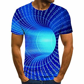 Men's T shirt Graphic 3D Plus Size Short Sleeve Daily Tops Basic Blue Purple Yellow