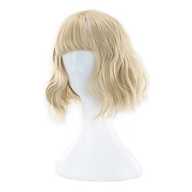 Synthetic Wig Curly Neat Bang Wig Blonde Short Blonde Synthetic Hair 13 inch Women's Blonde