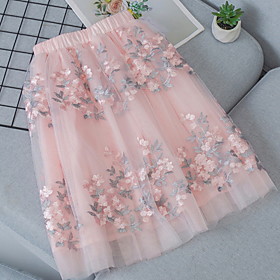 Kids Little Girls' Dress Color Block Black Blushing Pink Midi Dresses