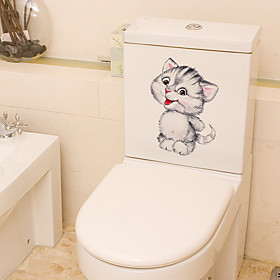 Funny Cat Toilet Stickers - Animal Wall Stickers Landscape / Animals Bathroom / Kids Room 1114.5cm