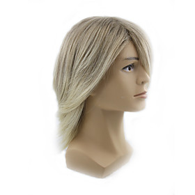 Synthetic Wig kinky Straight Asymmetrical Wig Short Blonde Synthetic Hair 13 inch Men's Blonde