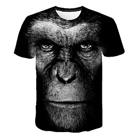 Men's Tee T shirt 3D Print Graphic Orangutan Plus Size Print Short Sleeve Daily Tops Country Streetwear Comfortable Big and Tall Black Blue Red
