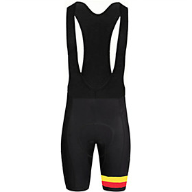 21Grams Men's Cycling Bib Shorts Spandex Bike Bib Shorts Pants / Trousers Padded Shorts / Chamois Quick Dry Breathable Sports Solid Color Belgium National Flag