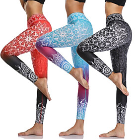 Women's High Waist Yoga Pants Cropped Leggings Tights Tummy Control Butt Lift Moisture Wicking Blue Orange Black Fitness Gym Workout Running Sports Activewear