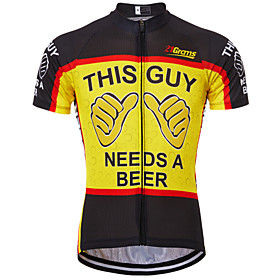 21Grams Men's Short Sleeve Cycling Jersey Summer Black / Red Black / Yellow RedBlue Retro Novelty Oktoberfest Beer Bike Jersey Anatomic Design Quick Dry Breath