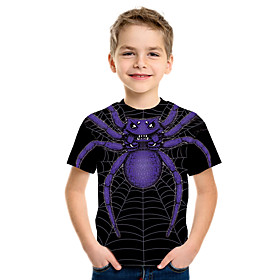 Kids Boys' T shirt Tee Short Sleeve Color Block 3D Animal Print Black Children Tops Summer Basic Streetwear