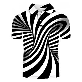Men's Golf Shirt Tennis Shirt Graphic Plus Size Short Sleeve Daily Slim Tops Basic Exaggerated Shirt Collar Black