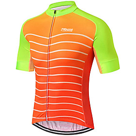 21Grams Men's Short Sleeve Cycling Jersey Summer Spandex Polyester Orange Stripes Patchwork Solid Color Bike Jersey Top Mountain Bike MTB Road Bike Cycling UV
