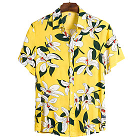 Men's Shirt Floral Short Sleeve Daily Tops Basic Beach Boho Classic Collar Rainbow