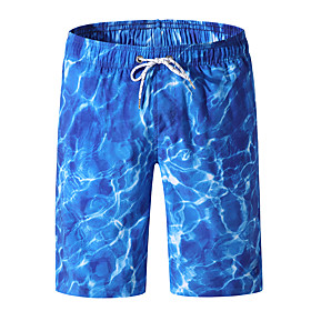 Men's Boho Beach Bottom Swimsuit Paisley Geometric Lace up Plus Size Swimwear Bathing Suits Blue / Tropical