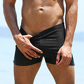 Men's Beach Bottom Bottoms Swimsuit Lace up Print Geometric Black Swimwear Bathing Suits