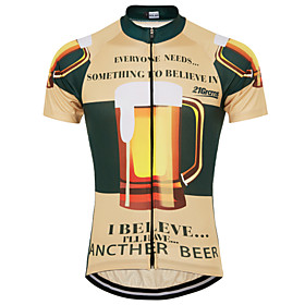 21Grams Men's Short Sleeve Cycling Jersey Summer Yellow Novelty Funny Oktoberfest Beer Bike Top Mountain Bike MTB Road Bike Cycling UV Resistant Quick Dry Mois