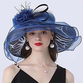 Vintage Style Fashion Tulle / Organza Hats / Headwear with Bowknot / Flower / Trim 1 Piece Wedding / Outdoor Headpiece
