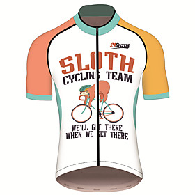21Grams Heren Korte mouw Wielrenshirt Polyester Spandex Oranje wit dier Luiaard Fietsen Shirt Kleding Bovenlichaam Bergracen Wegwielrennen UV-besten 21Grams Heren Korte mouw Wielrenshirt Polyester Spandex Oranje wit dier Luiaard Fietsen Shirt Kleding Bovenlichaam Bergracen Wegwielrennen UV-besten