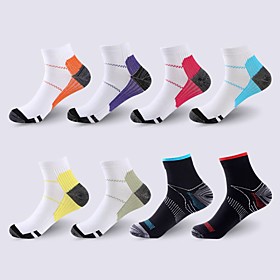 Compression Socks Athletic Sports Socks 8 pairs Short Women's Men's Crew Socks Tube Socks Breathable Sweat wicking Comfortable Gym Workout Basketball Running S