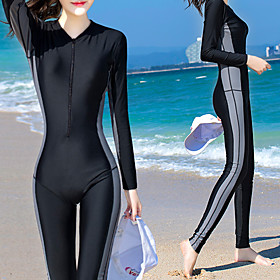 Women's Rash Guard Dive Skin Suit Bodysuit UV Sun Protection Quick Dry Full Body Front Zip - Swimming Diving Surfing Snorkeling Patchwork Autumn / Fall Spring