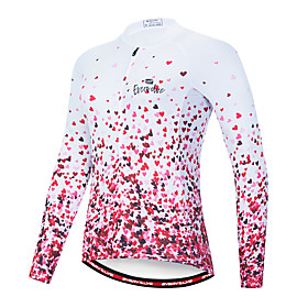EVERVOLVE Women's Long Sleeve Cycling Jersey Polyester Pink Heart Gradient Geometic Bike Jersey Top Mountain Bike MTB Road Bike Cycling Quick Dry Breathable Ba
