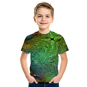 Kids Boys' T shirt Tee Short Sleeve 3D Rainbow Children Tops Basic