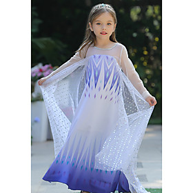 Elsa Girls' Dress Movie Cosplay Cosplay Vacation Dress Halloween Blue Blue (With Accessories) Halloween Carnival Masquerade Dress Tulle Polyester Sequin