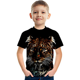 Kids Boys' T shirt Tee Short Sleeve Color Block 3D Print Children Children's Day Tops Active Streetwear Black