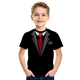 Kids Boys' T shirt Tee Short Sleeve 3D Print Black Children Tops Summer Active Streetwear