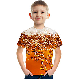 Kids Boys' T shirt Tee Short Sleeve Color Block 3D Print Orange Children Tops Summer Active Streetwear Children's Day